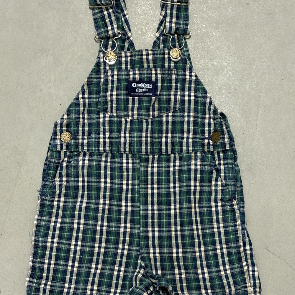 OshKosh B'gosh Blue and White Plaid Kids Overalls